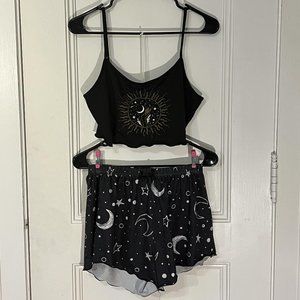 Stars Moons Pajama Set Shein size L Astrology Witchy Boho